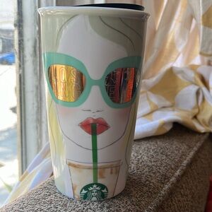 Starbucks Los Angeles LA Girl Sunglasses Ceramic Coffee Travel Mug 2016